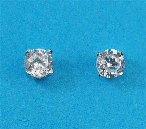 925 Silver Round CZ Earrings