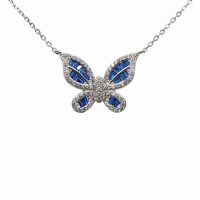 925 Silver Sapphire CZ Butterfly Necklace