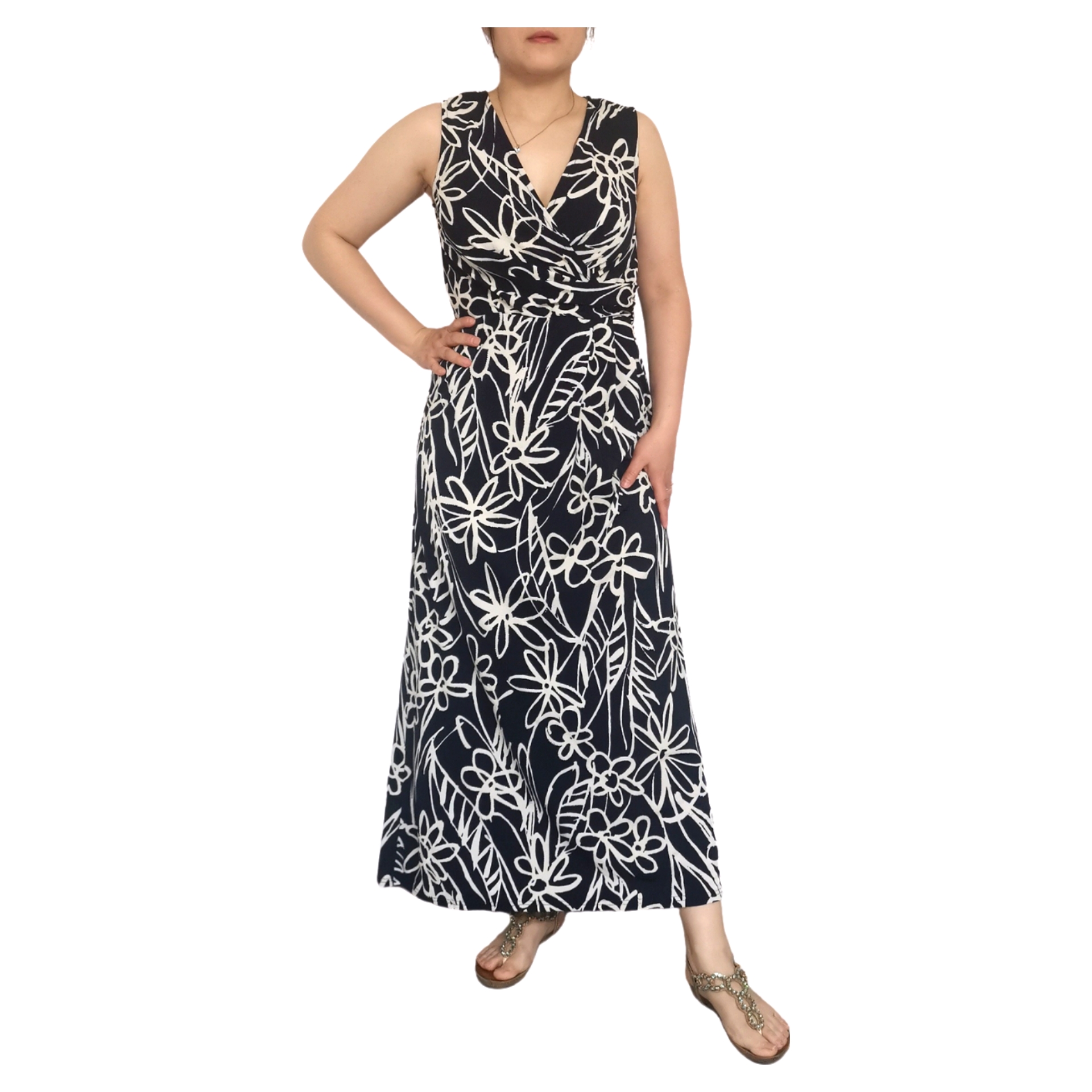 Blue Floral Textured Maxi Dress - Image 3