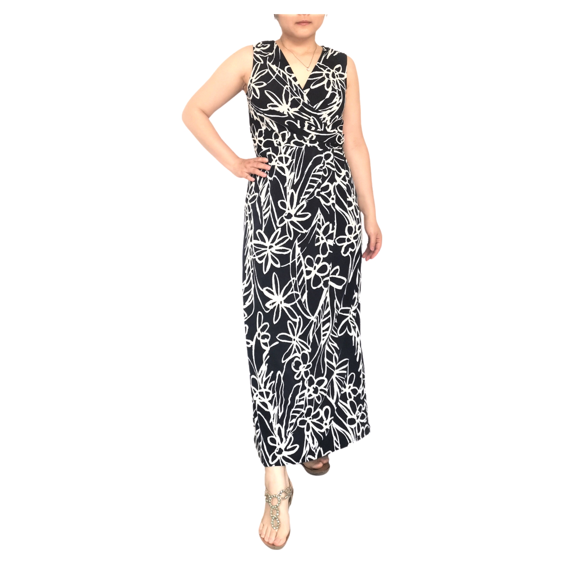 Blue Floral Textured Maxi Dress