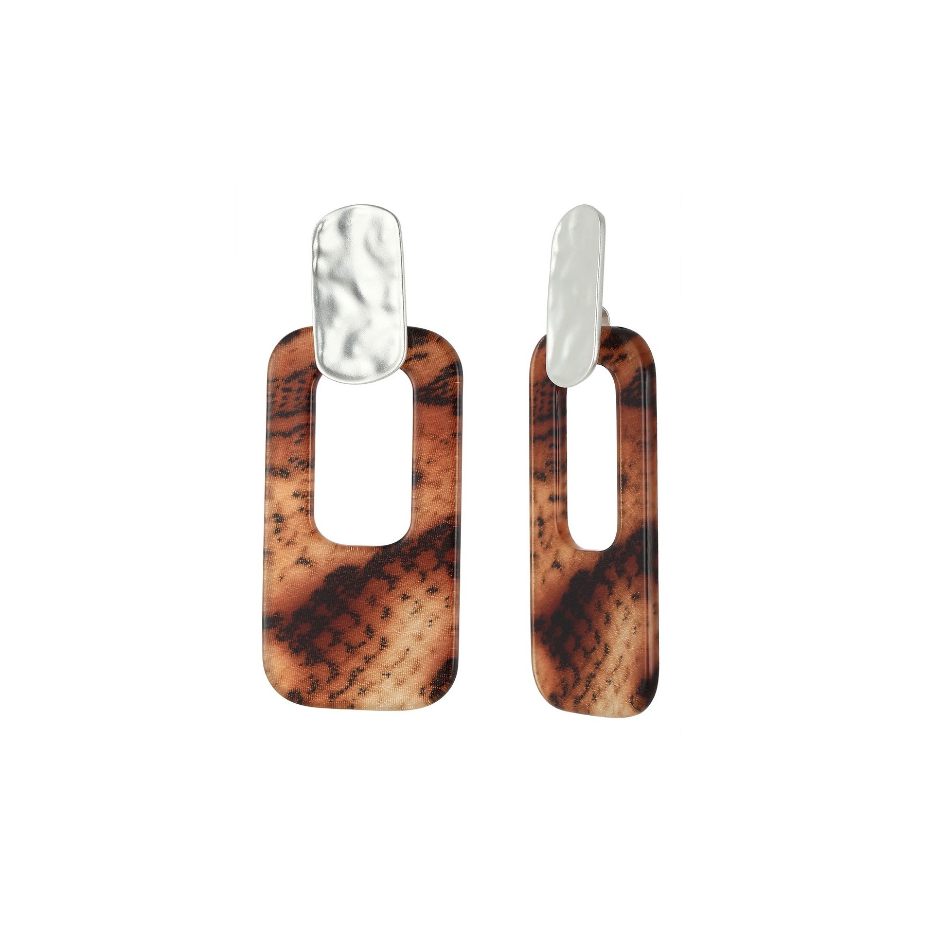 Brown Snakeskin Drop Earrings