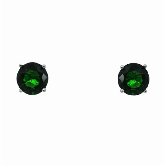 925 Silver Emerald CZ Stud Earrings