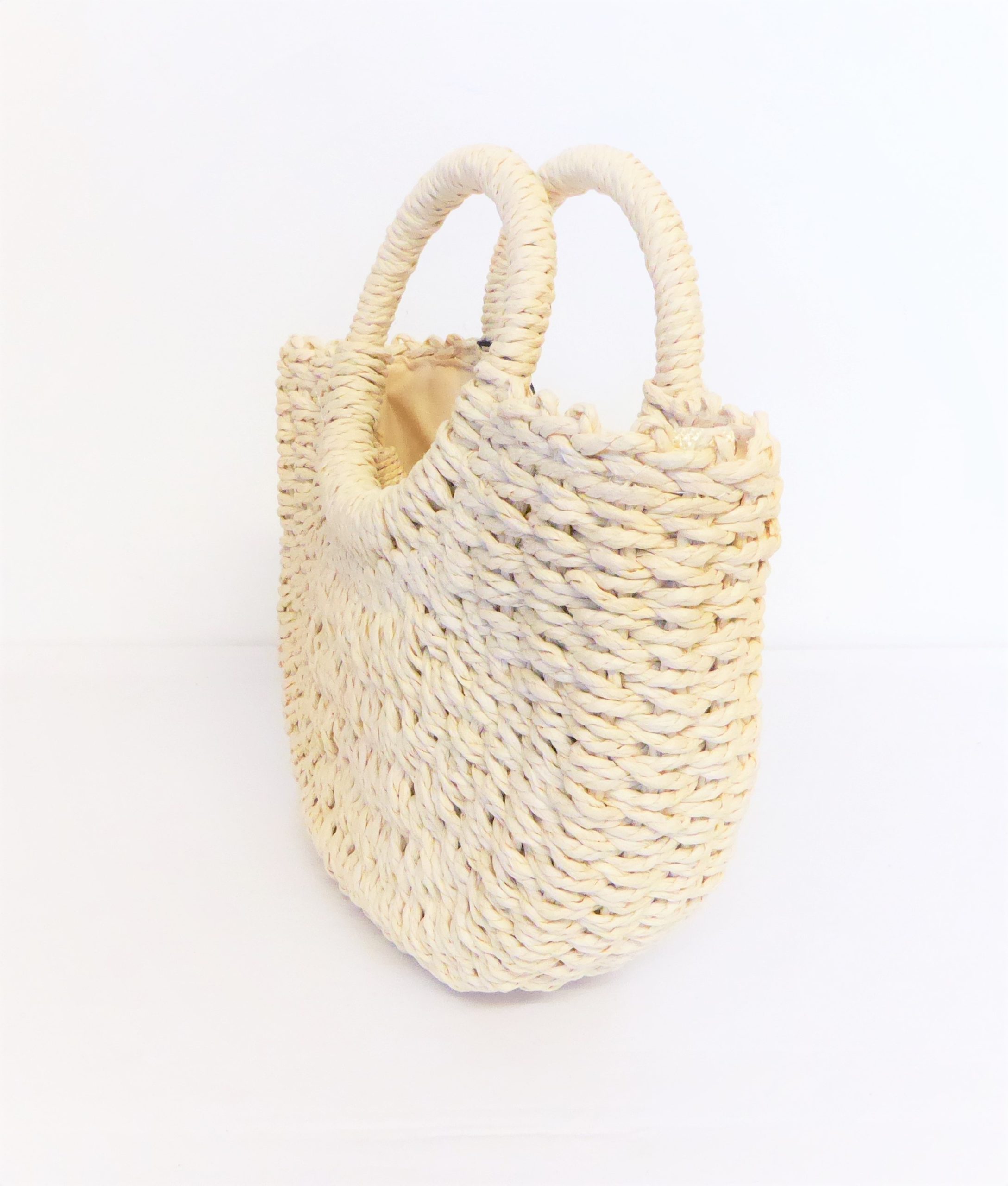 Beige Round Handle Straw Bag - Image 2