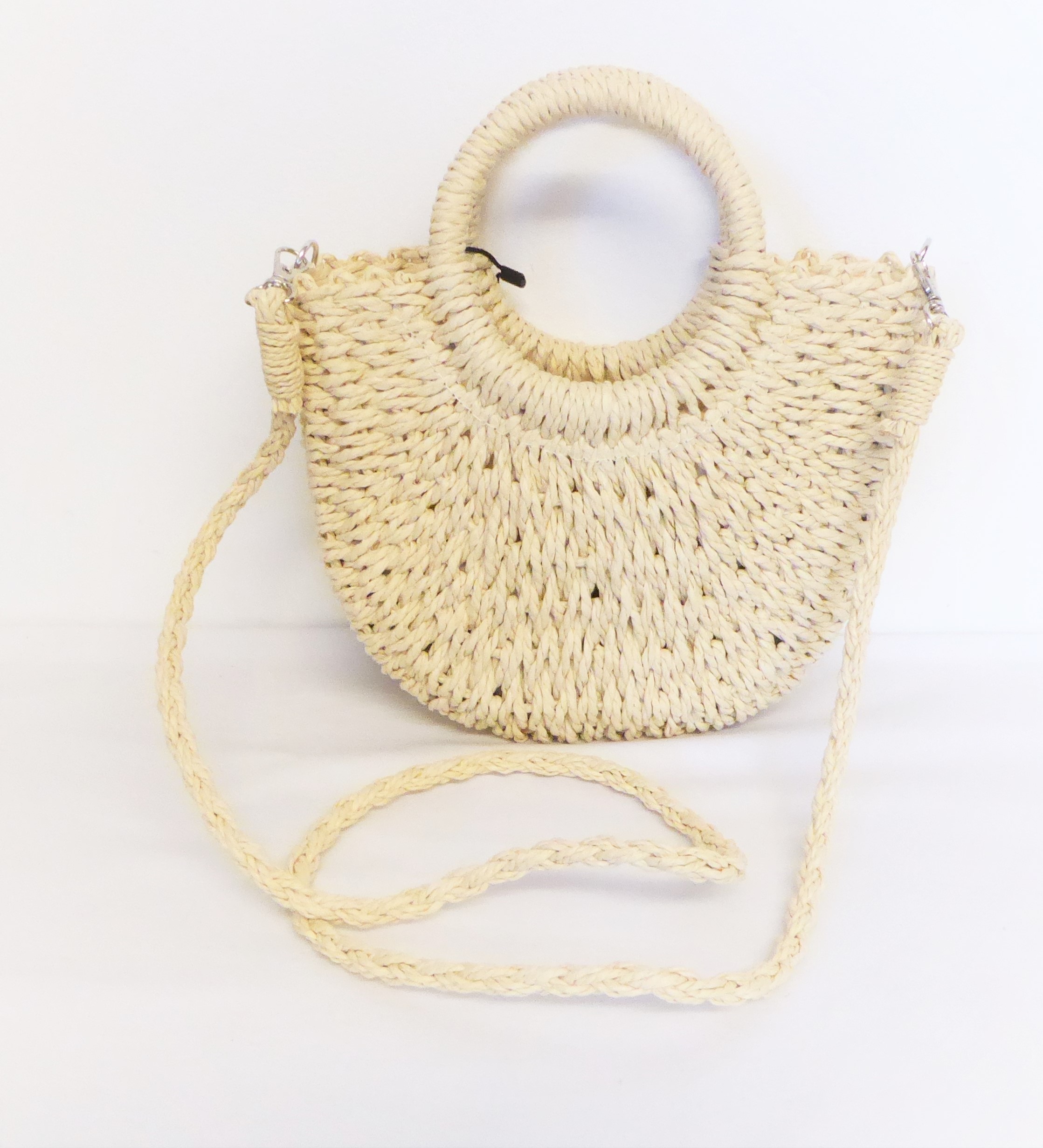 Beige Round Handle Straw Bag - Image 3