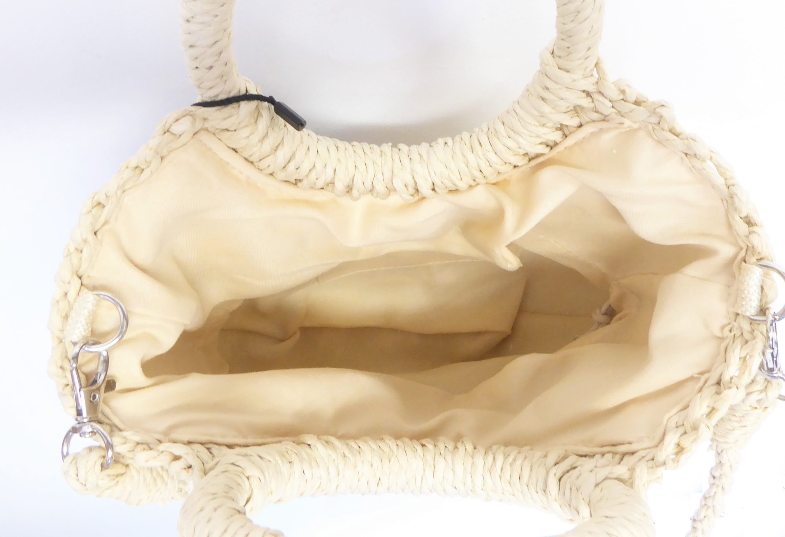 Beige Round Handle Straw Bag - Image 4