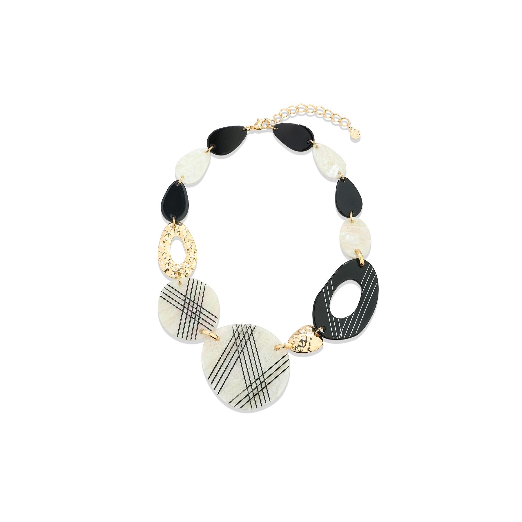 Black and Pearl Marble Short Necklace - Image 2