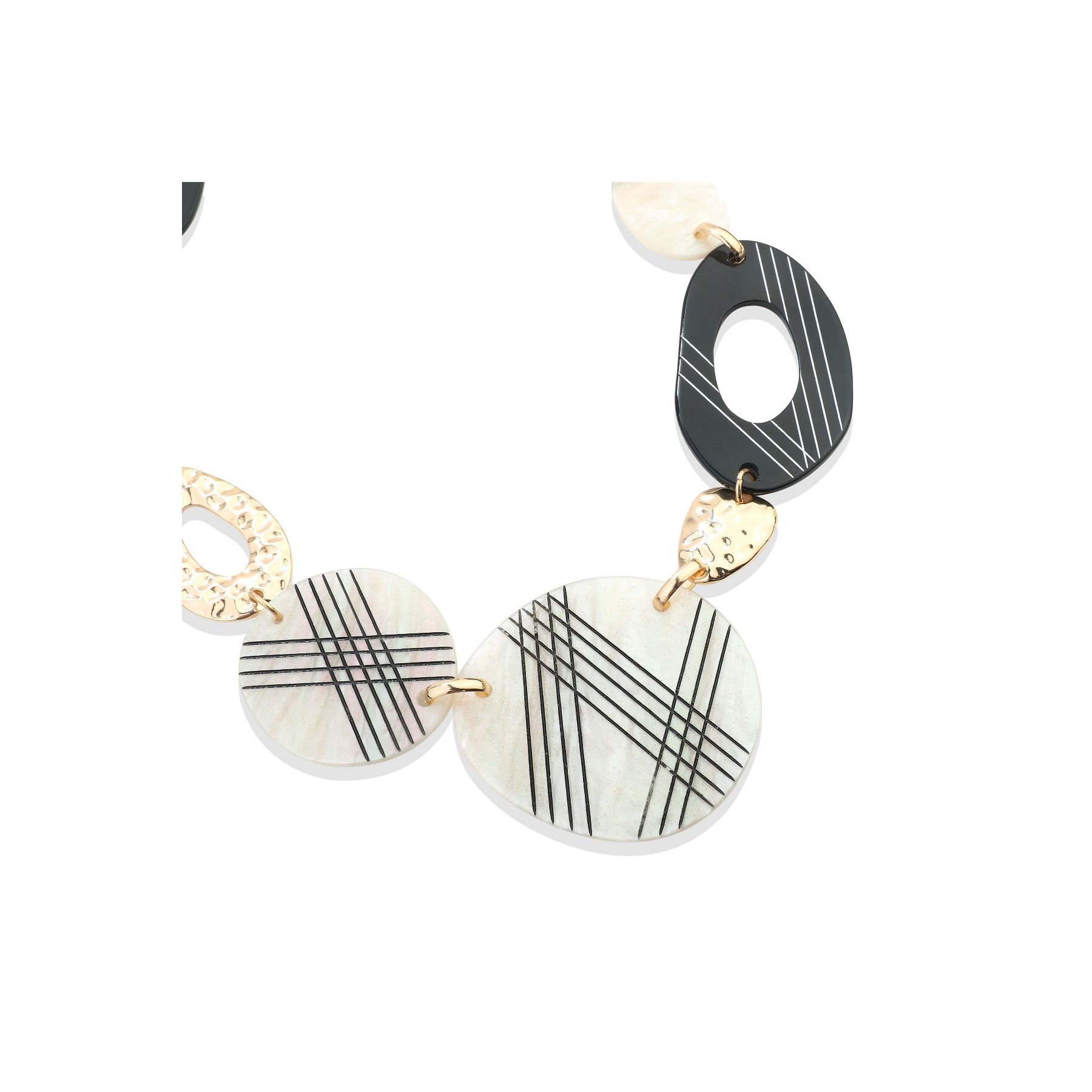 Black and Pearl Marble Short Necklace