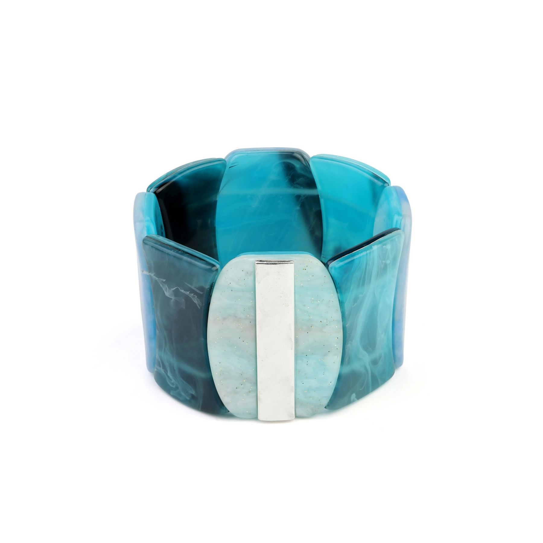 Blue Marbled Disc Bracelet