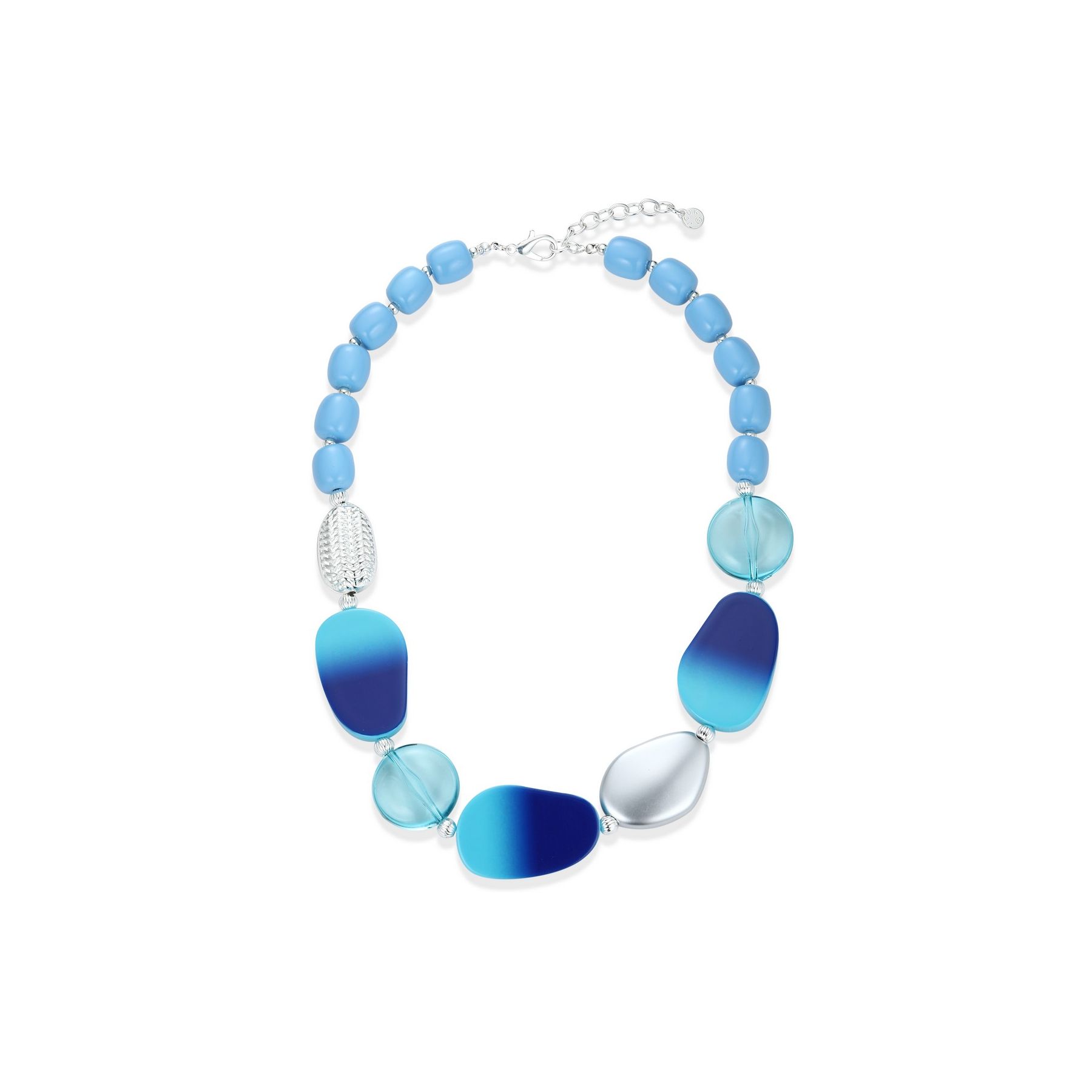 Blue Pebble Beaded Necklace