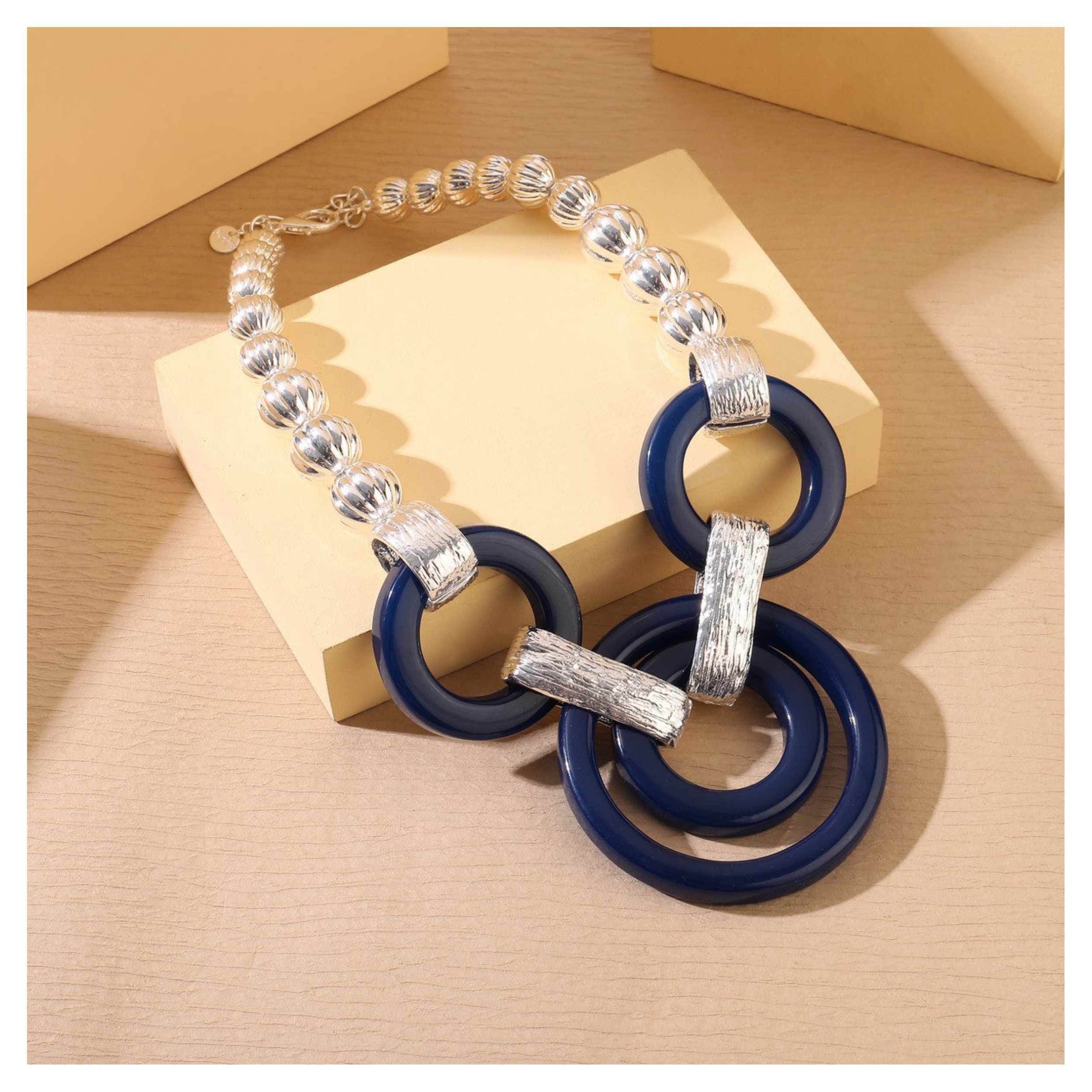 Blue and Silver Circles Necklace