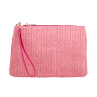Blush Weave Straw Clutch Bag