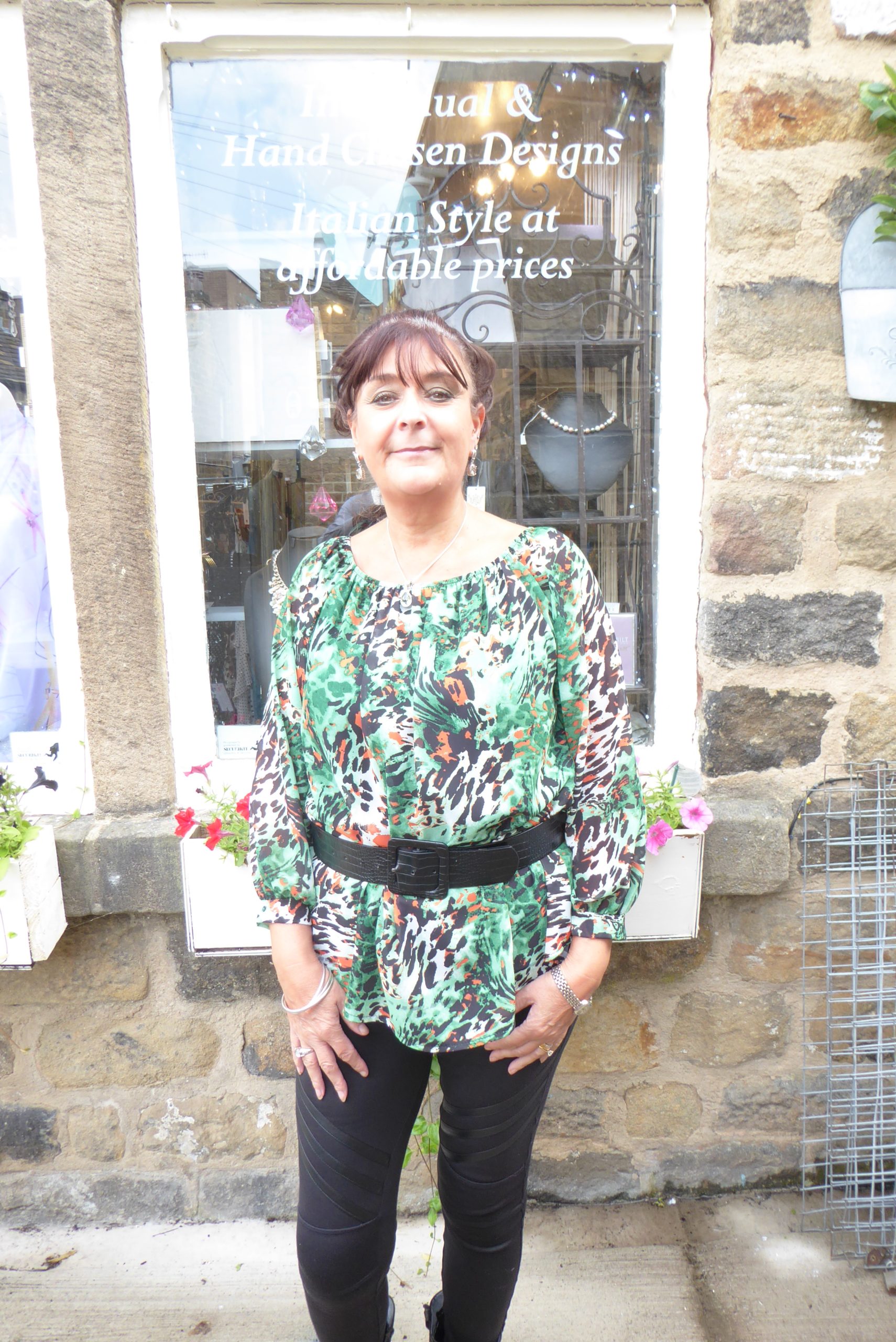 Jade Green Animal Bardot Chiffon Top