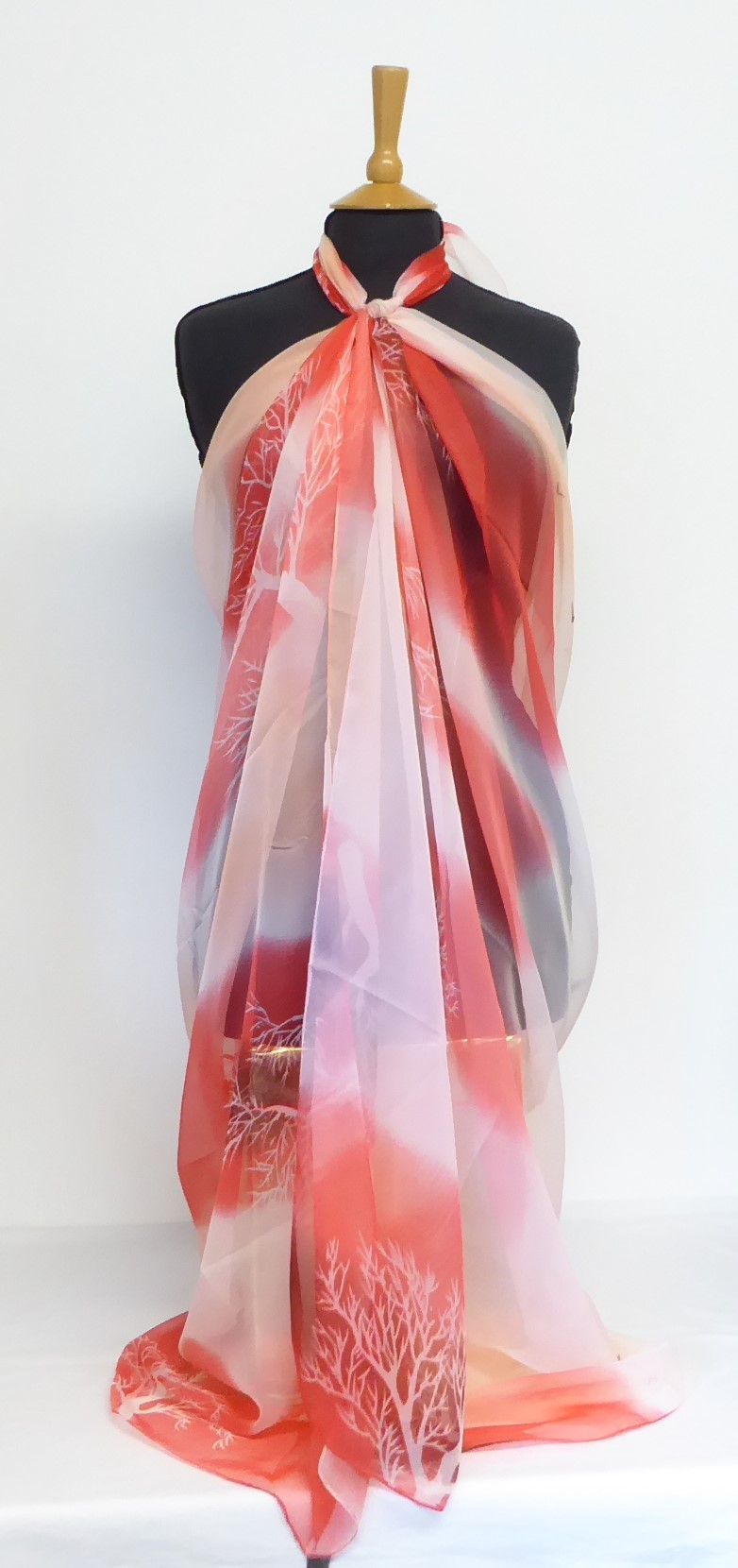 Orange and White Sarong or Scarf