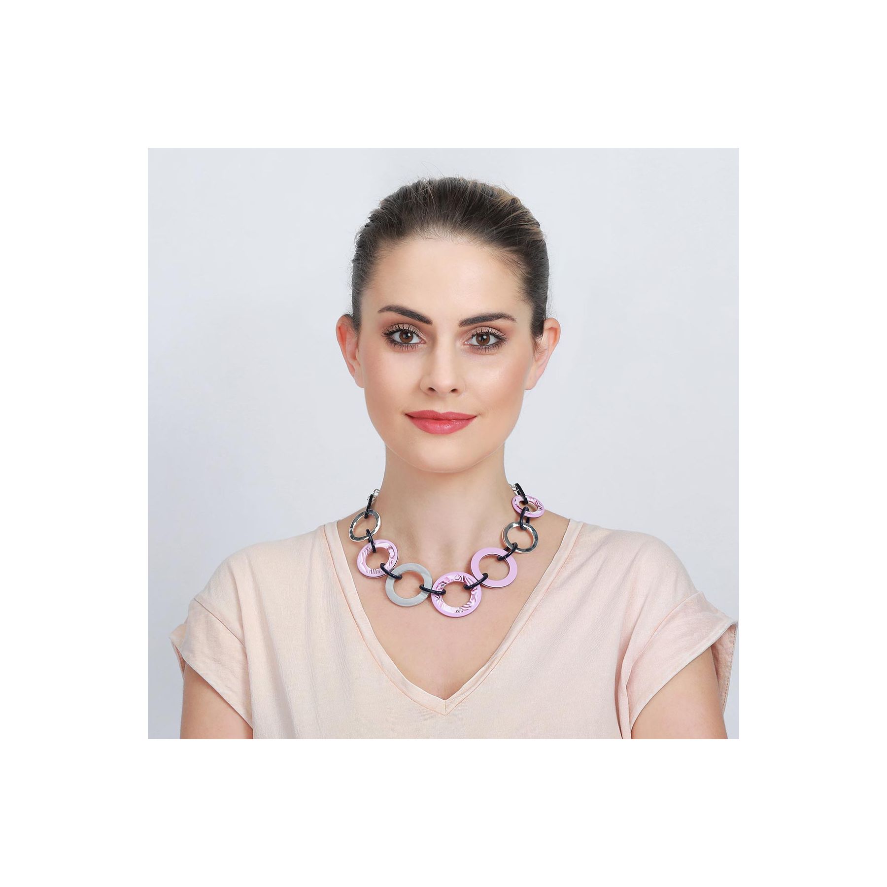Purple Marbled Short Necklace