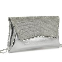 Silver Diamante Vintage Envelope Clutch Bag