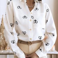 White Mono Heart Blouse
