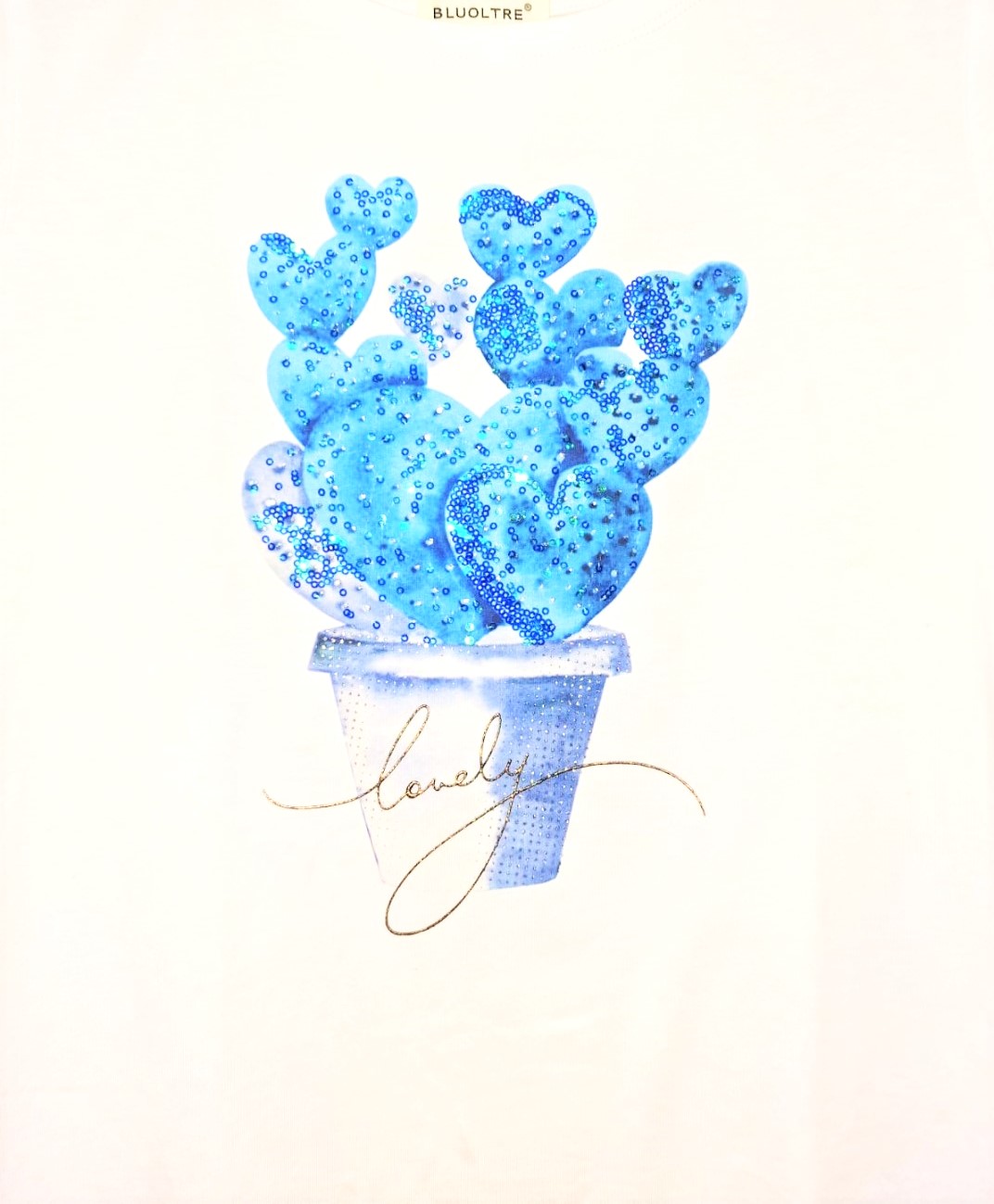 Blue Heart Plant Embellished Tee - Image 2