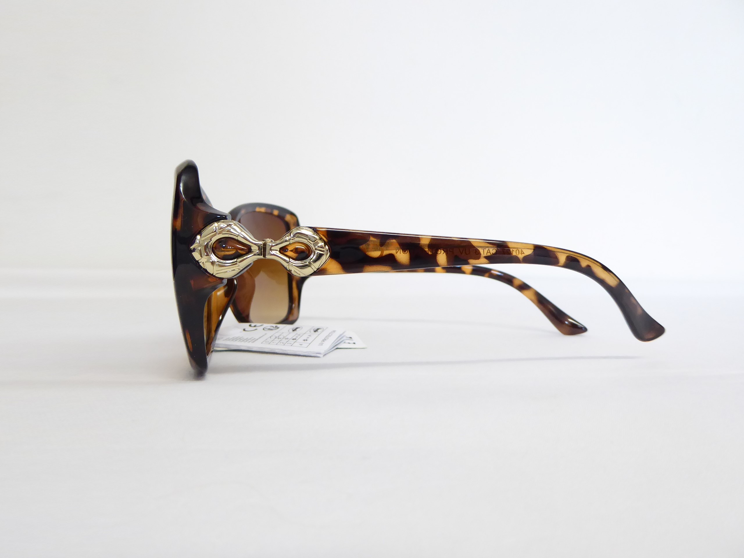 Brown Animal Print with Gold Etched Sunglasses - Image 3