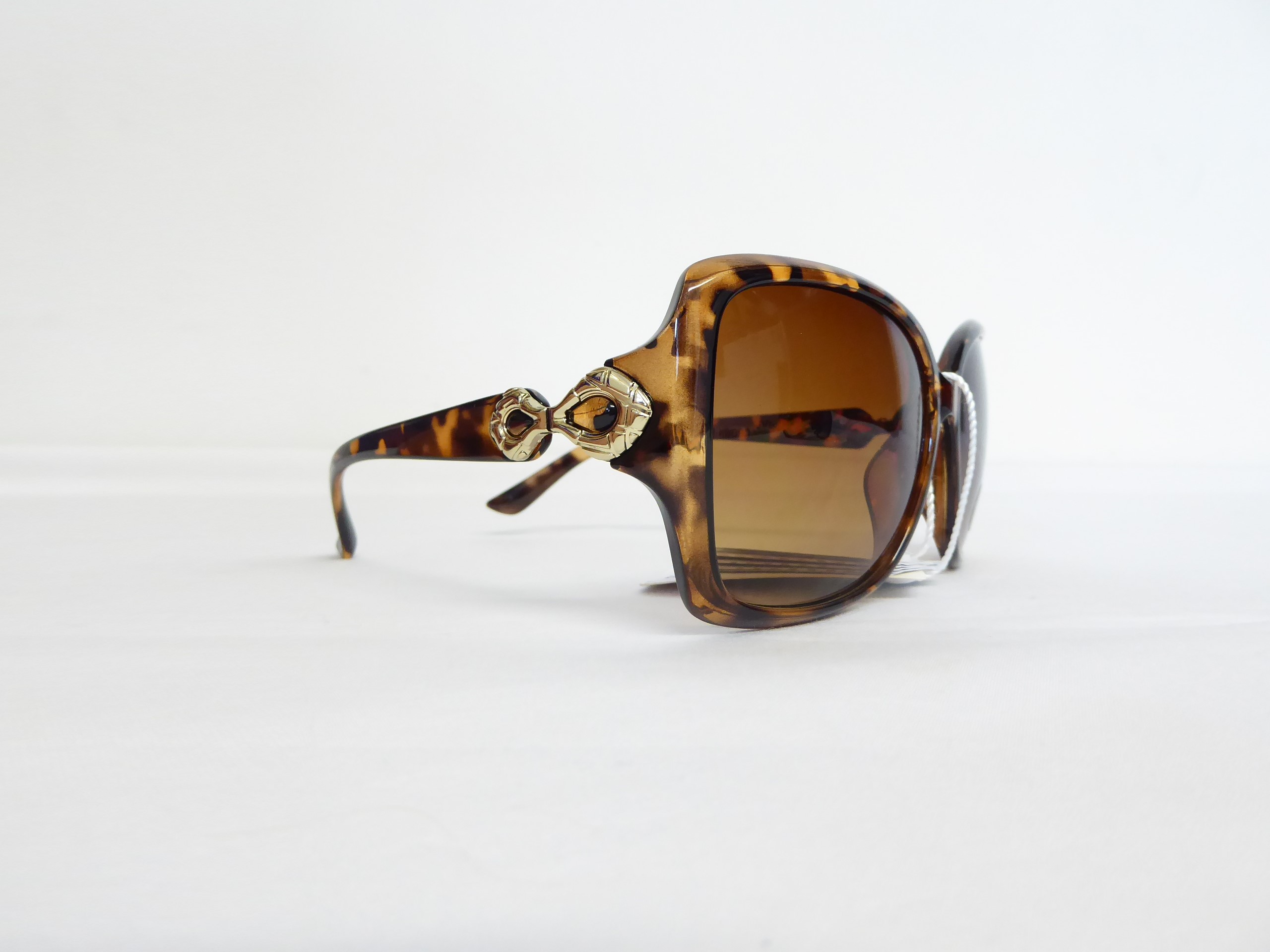 Brown Animal Print with Gold Etched Sunglasses - Image 4