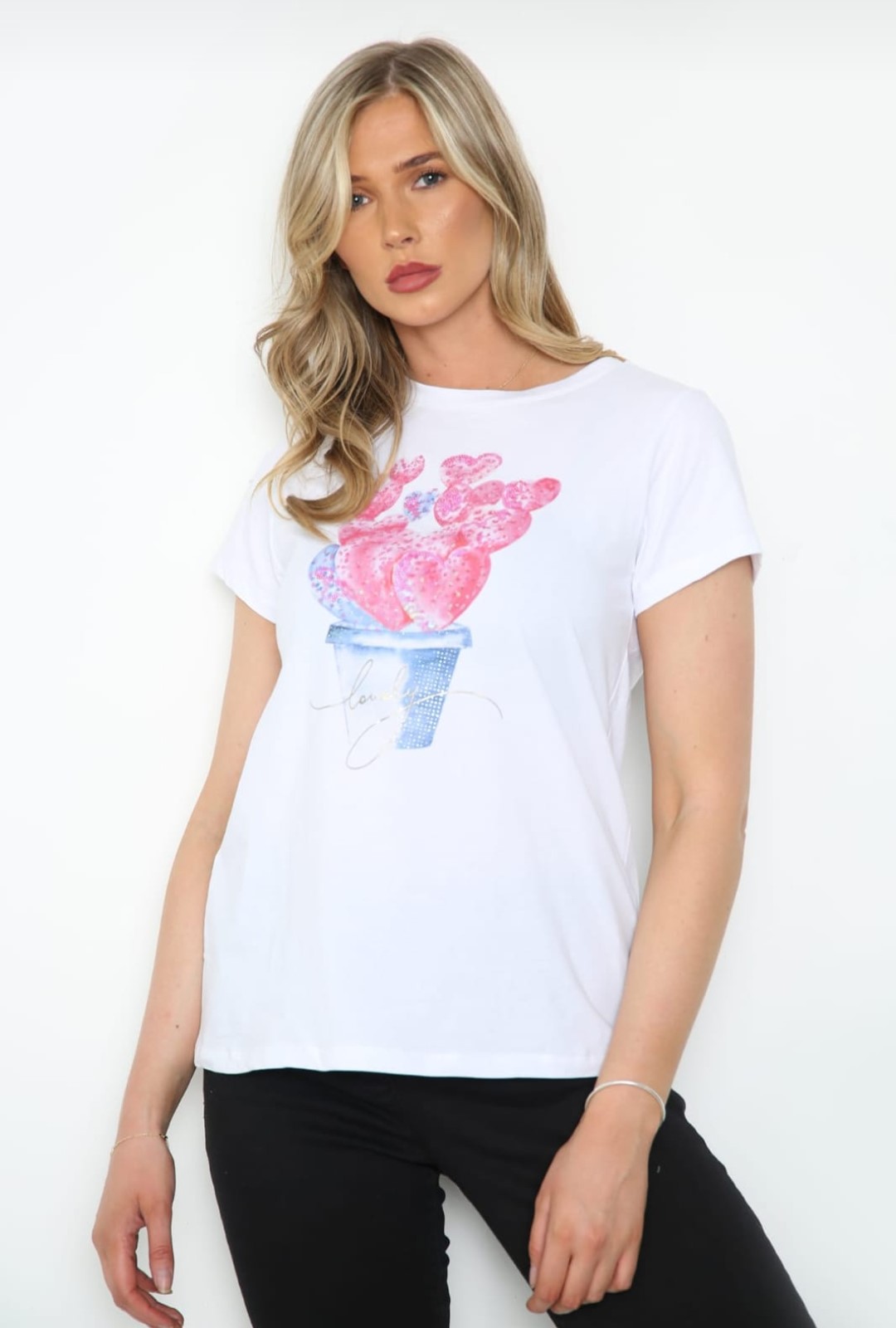 Blue Heart Plant Embellished Tee - Image 4