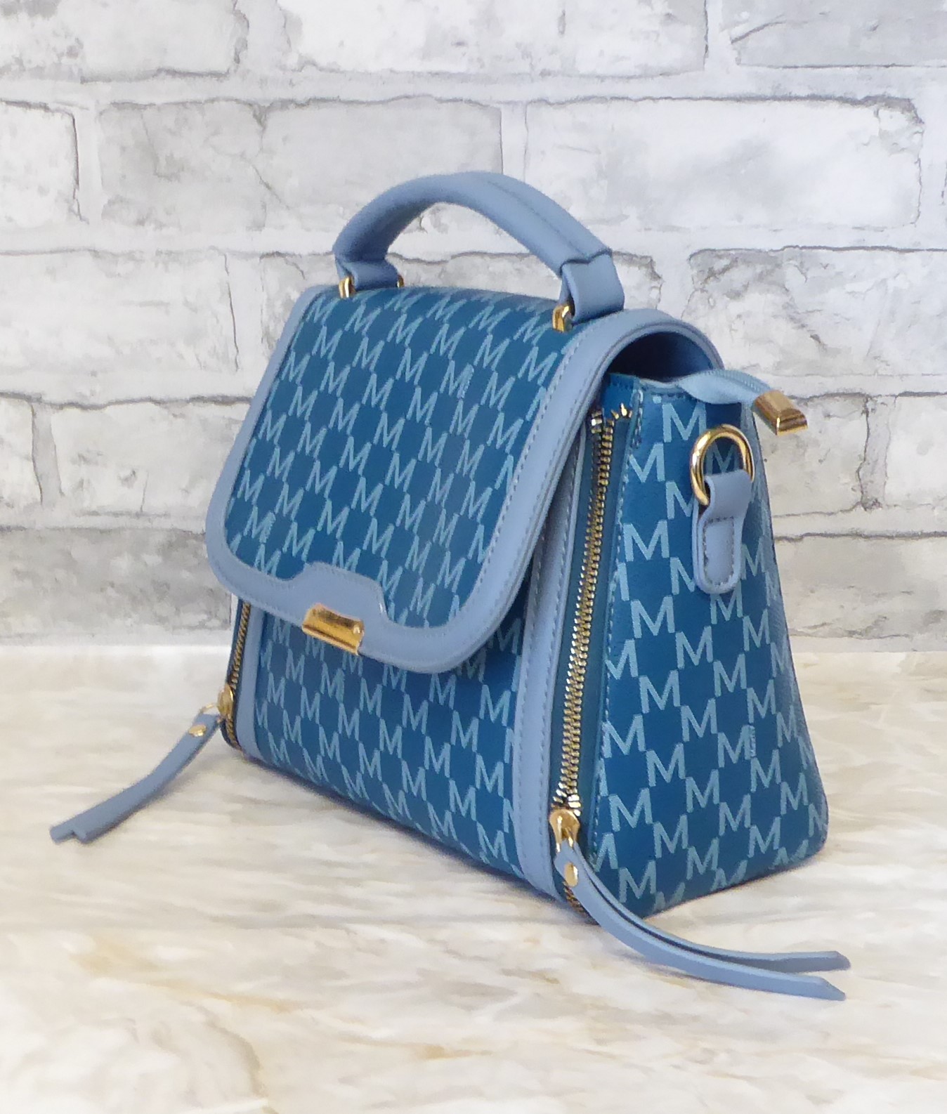Blue Two Tone Small Handbag - Image 3