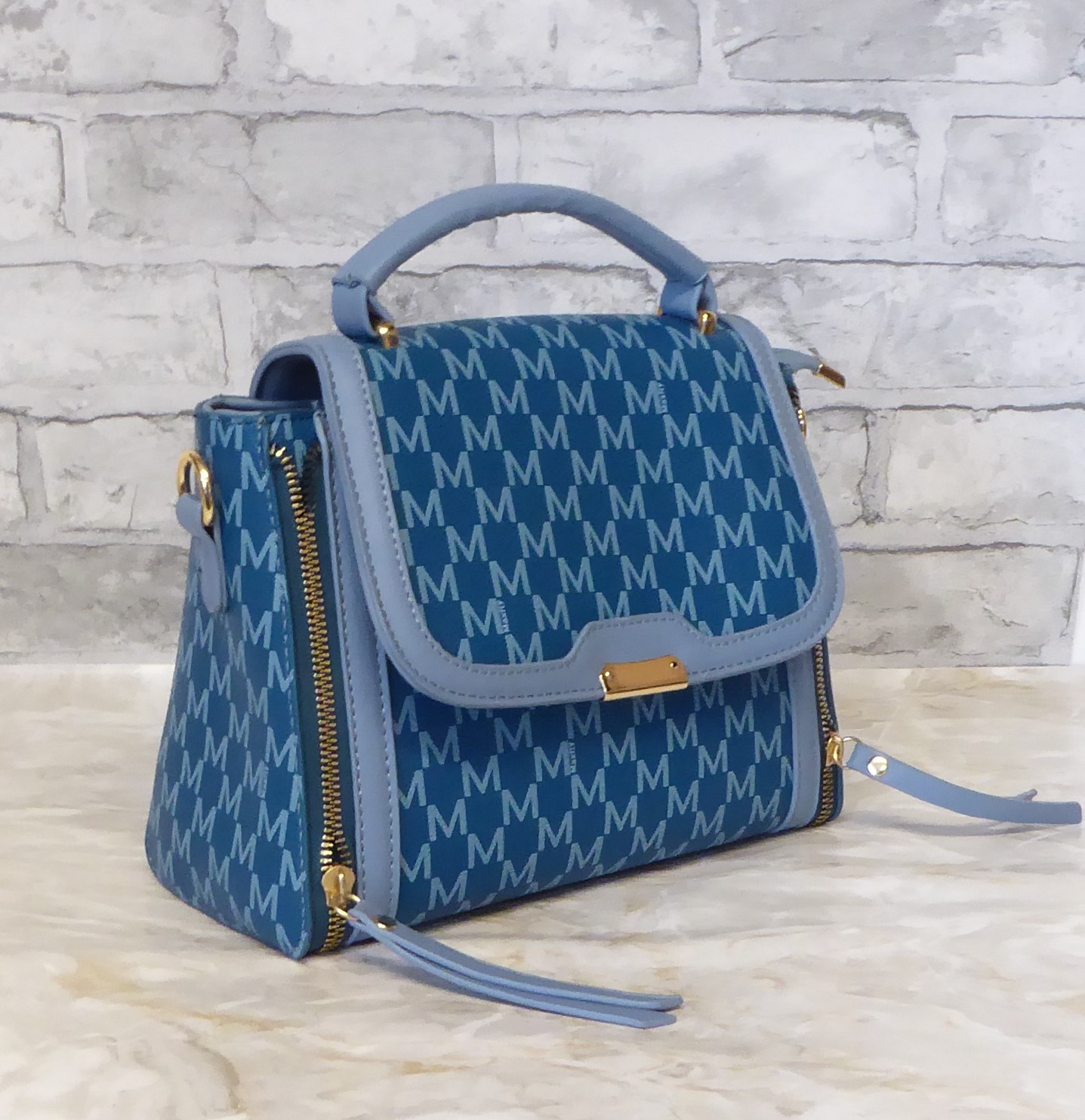 Blue Two Tone Small Handbag - Image 4