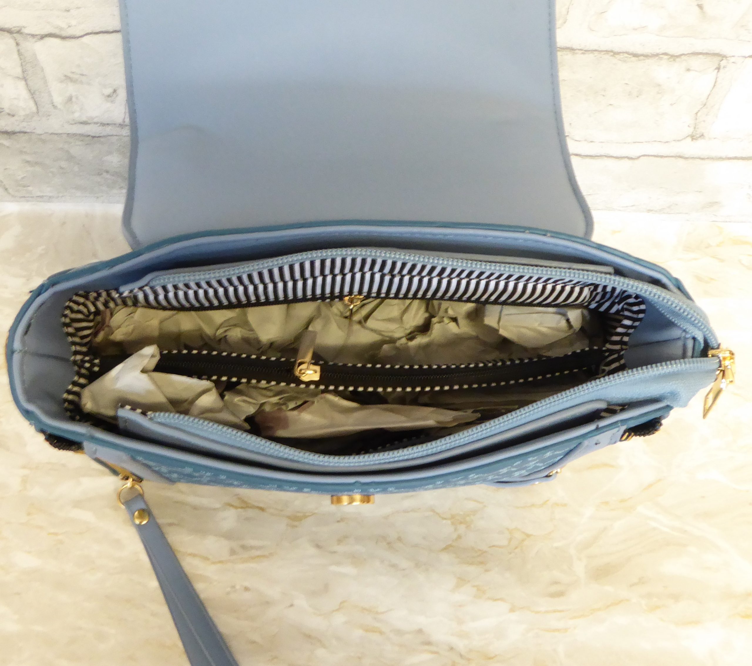 Blue Two Tone Small Handbag - Image 6