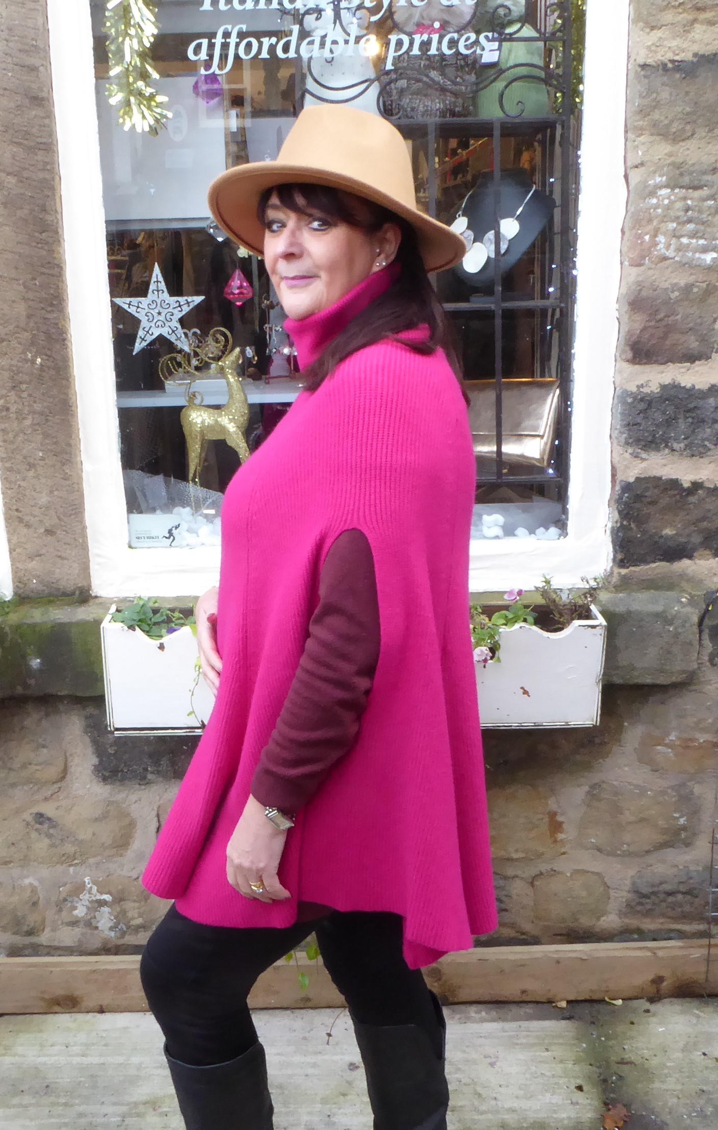 Cowl Neck Ribbed Cape Ponchos - Image 8