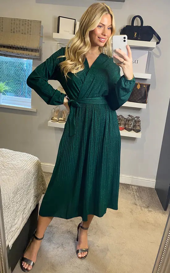 Green Shimmery Maxi Dress - Image 3