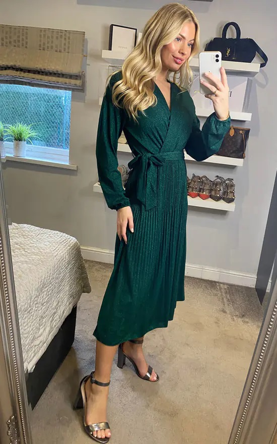 Green Shimmery Maxi Dress - Image 4