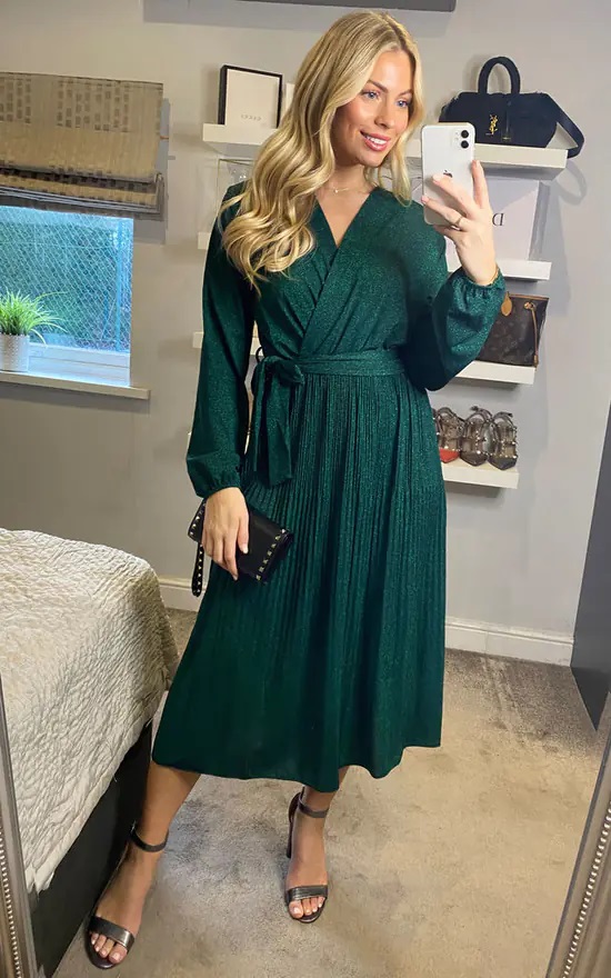 Green Shimmery Maxi Dress
