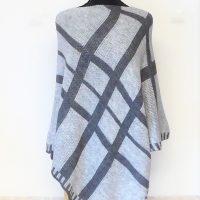 Grey Check Speckled Poncho