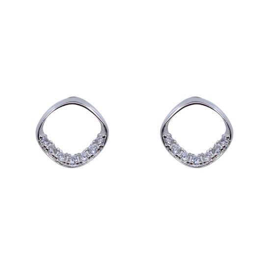 925 Silver CZ Rounded Earrings