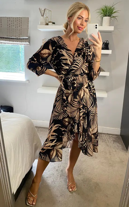 Leopard Leaf High Low Midi Dress - Image 3