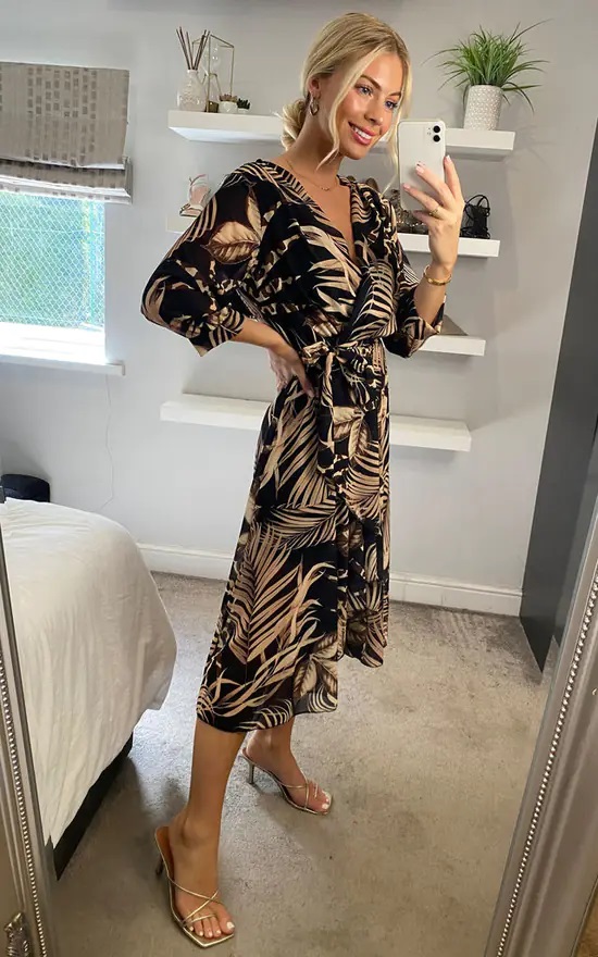 Leopard Leaf High Low Midi Dress - Image 6