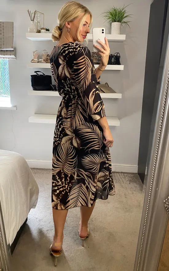 Leopard Leaf High Low Midi Dress - Image 7