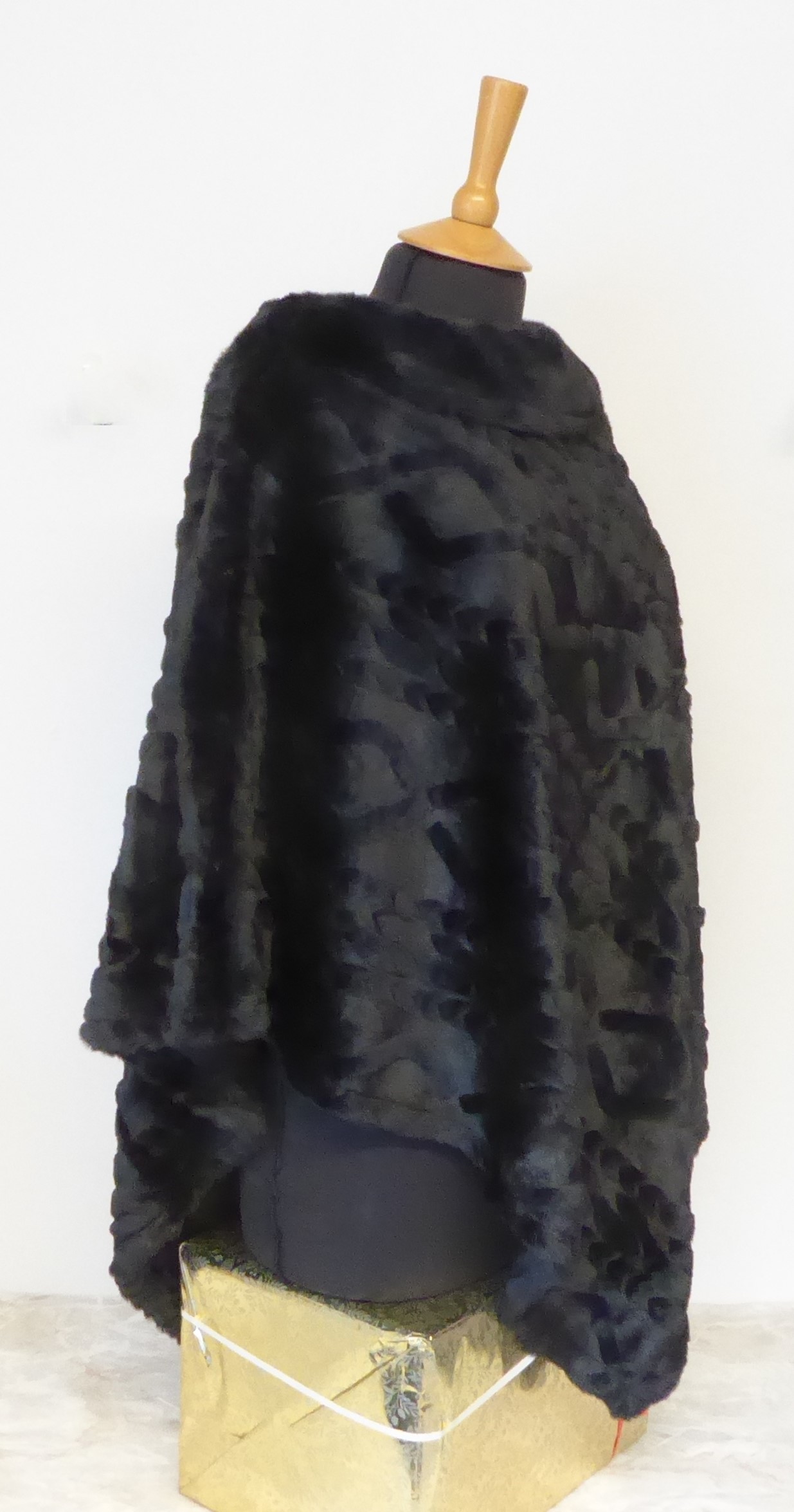 Black Super Soft Embossed Poncho - Image 2
