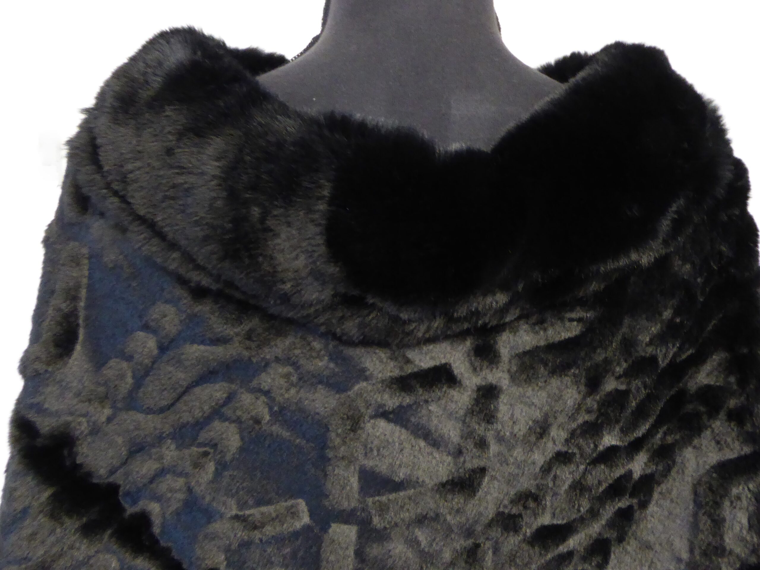 Black Super Soft Embossed Poncho - Image 4