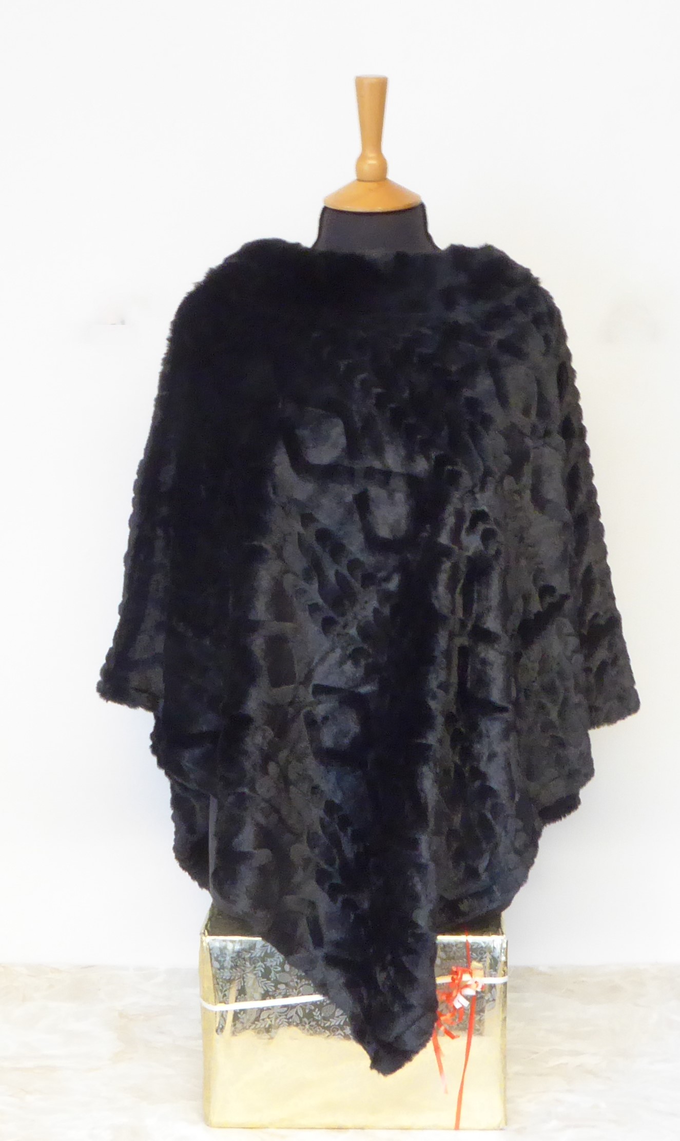 Black Super Soft Embossed Poncho