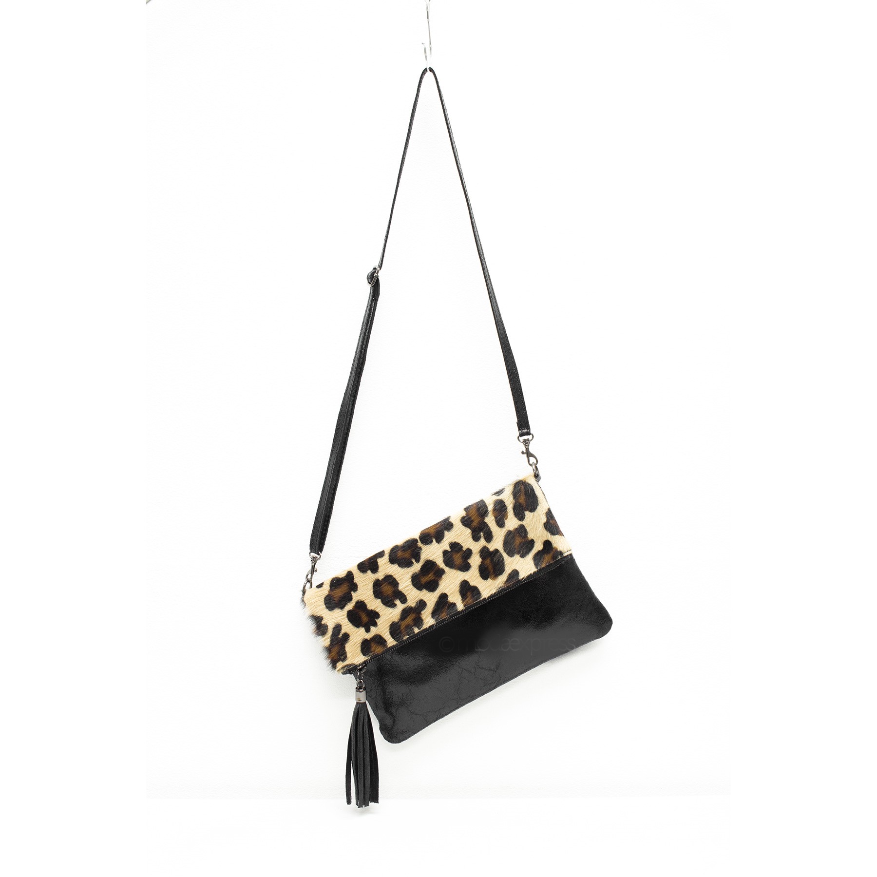 Black and White Cowhide Clutch Bag - Image 8