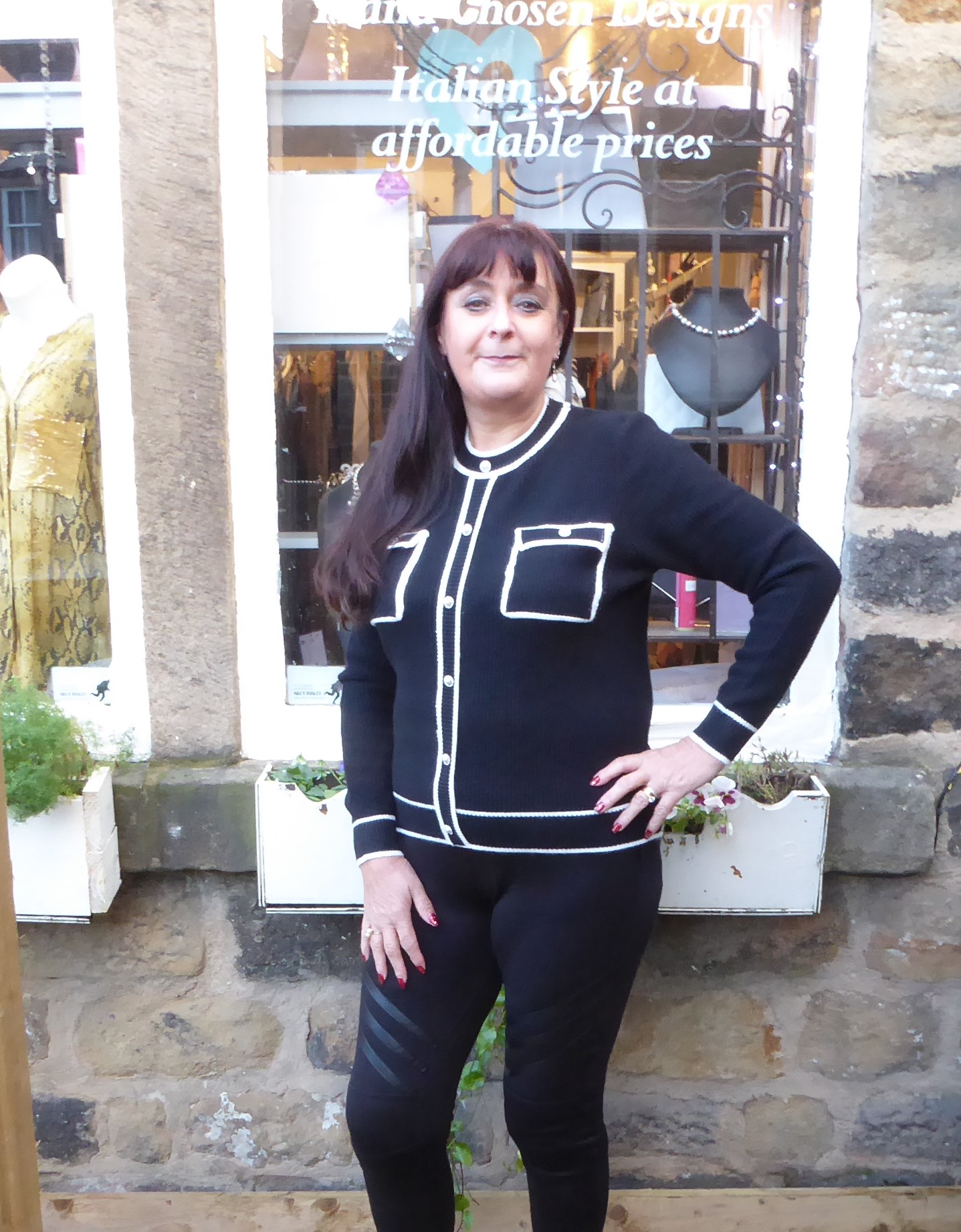Black and White Pearl Button Jumper - Image 3