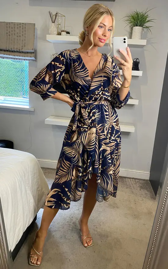 Leopard Leaf High Low Midi Dress - Image 9