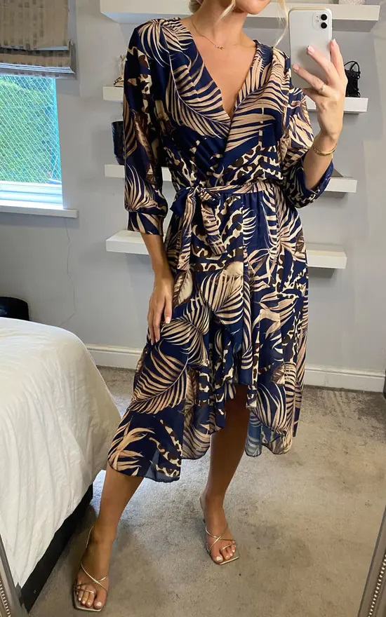 Leopard Leaf High Low Midi Dress - Image 10