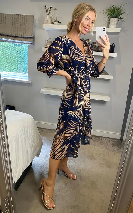 Leopard Leaf High Low Midi Dress - Image 11
