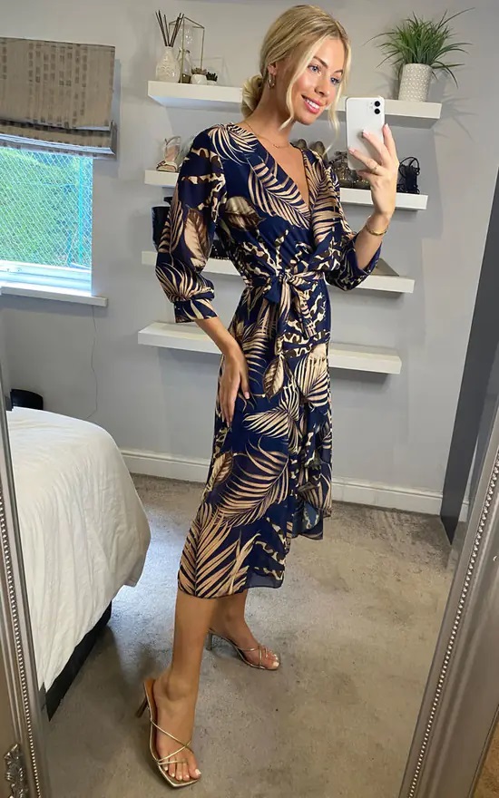 Leopard Leaf High Low Midi Dress - Image 12