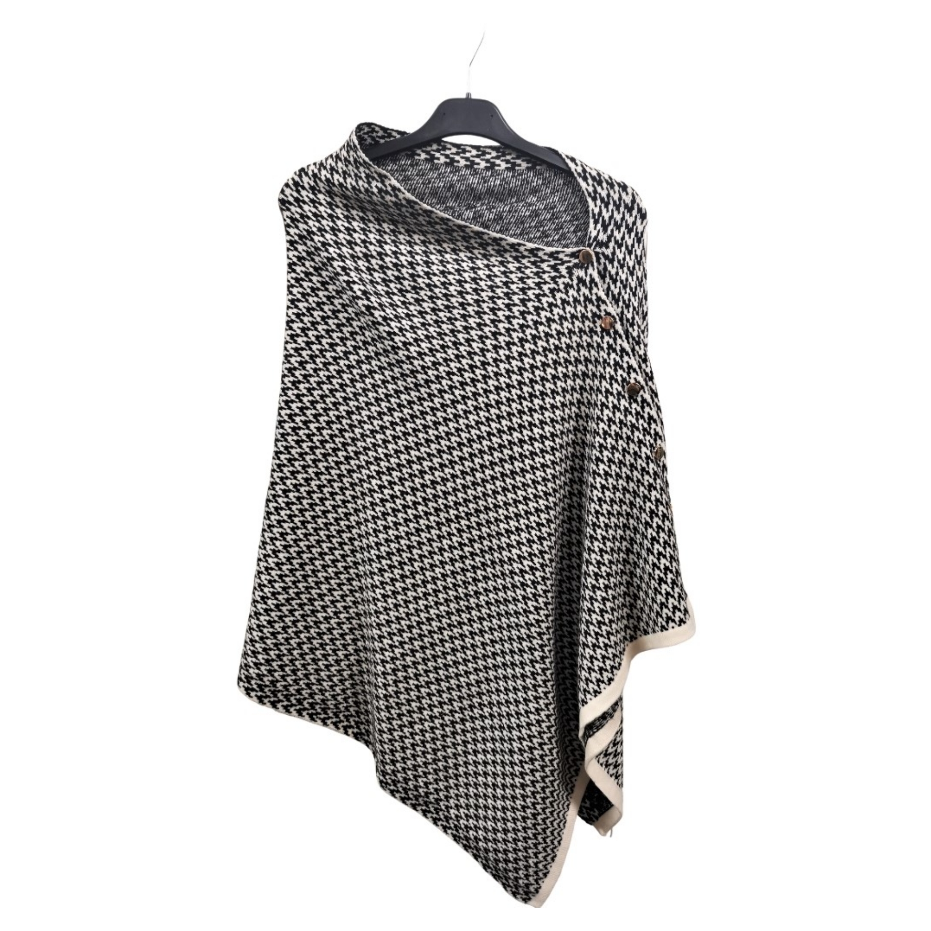Dogtooth Buttoned Multi-Wear Poncho - Image 4