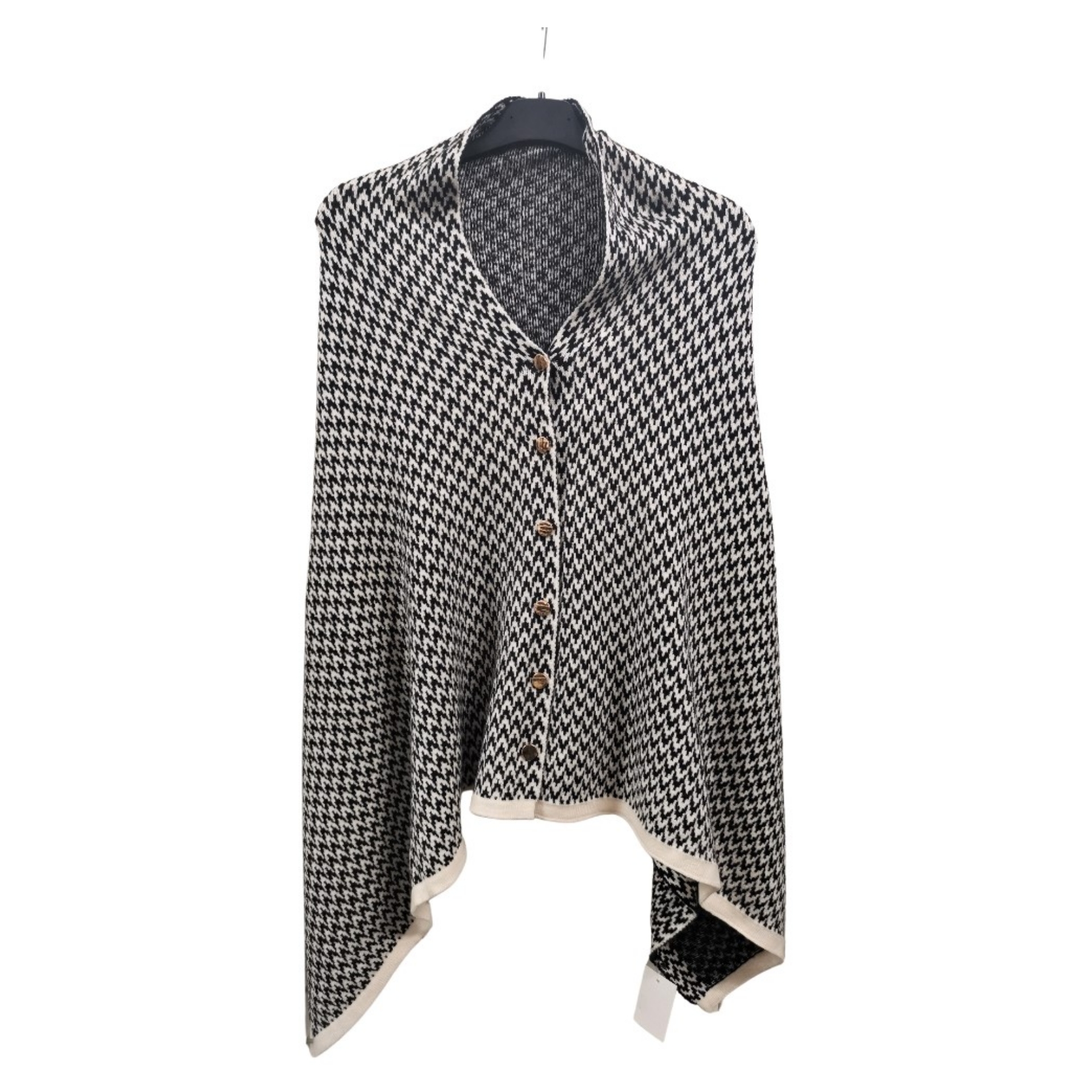Dogtooth Buttoned Multi-Wear Poncho - Image 5