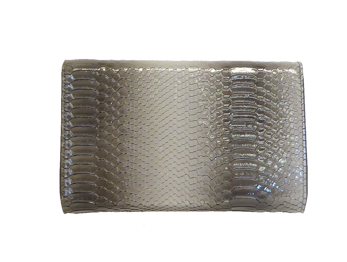 Patent Snakeskin Envelope Clutch Bag - Image 5