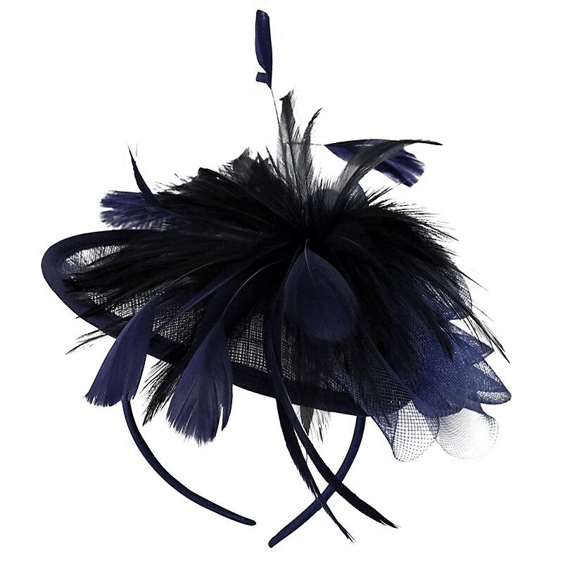 Navy Sinamay Feather Hatinator