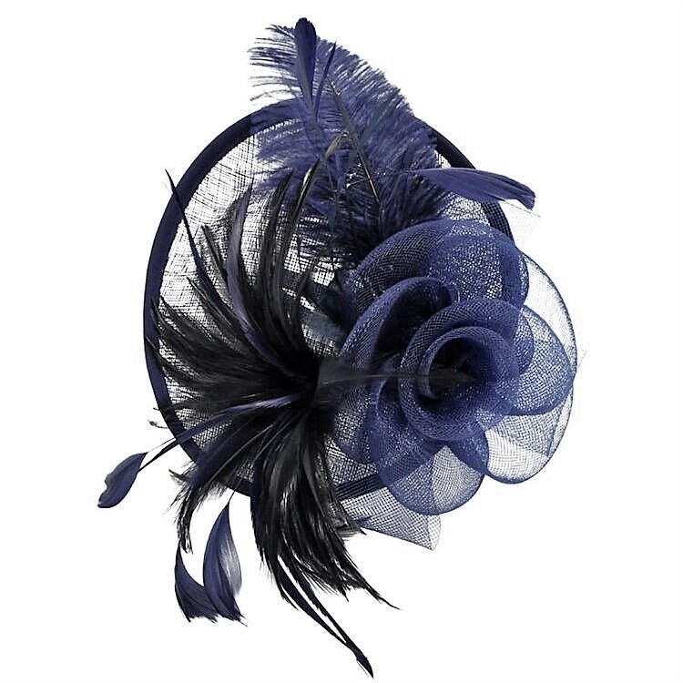 Navy Sinamay Feather Hatinator - Image 2
